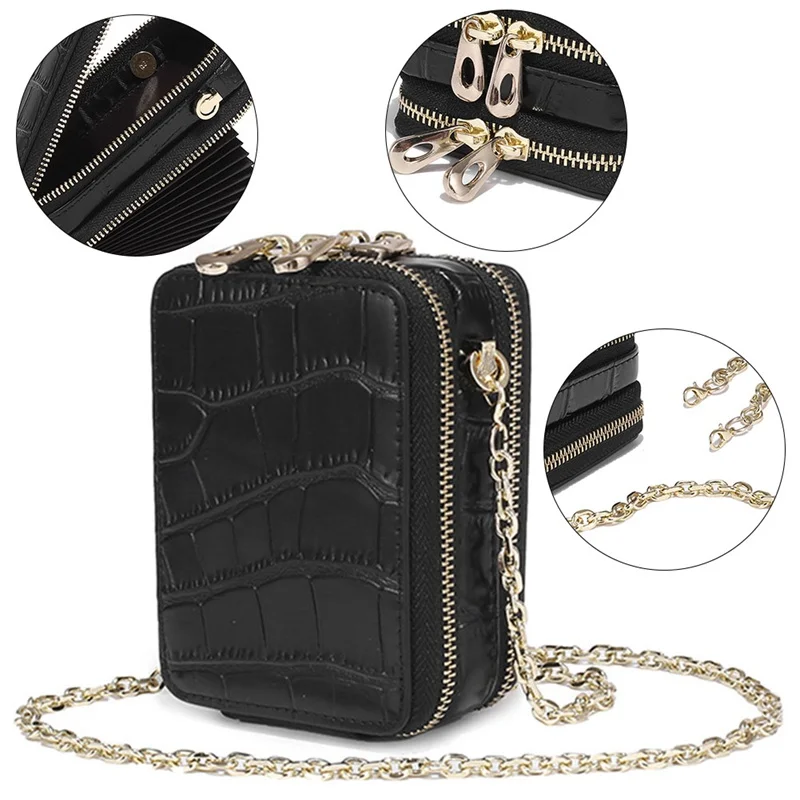 1 шт. мини-сумка для помады с зеркалом, Многофункциональный ID кредитный держатель для карт, сумка для денег, фиксирующая косметичка, сумка через плечо, сумка для помады
