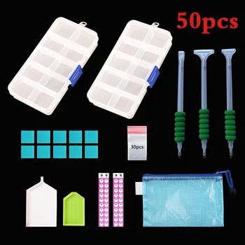 

50Pcs 5D Diamonds Painting Tools Label sticker Diamond Embroidery Diamond Painting Box and Accessories Kits with