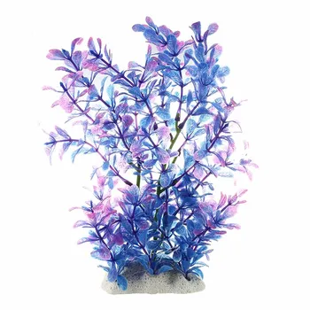 

New- Artificial Plastic Water Plant Purple-blue Deco of Aquarium
