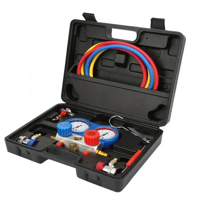 

Air Conditioning AC Diagnostic A/C Manifold Gauge Precision Household Tool Set Refrigeration R134A With Case Adjust Connector