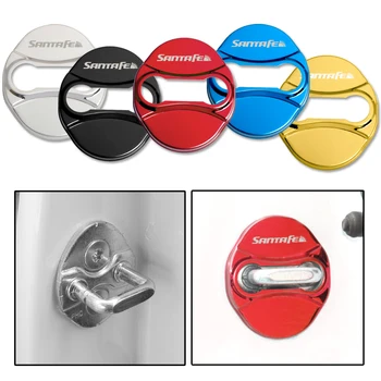 

4pcs/lot Car Buckle Door Lock Cover For Hyundai Santa fe Stainless steel Car Door Holder Protector Cover