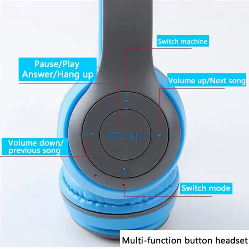 P47 Wireless Bluetooth Stereo Headphones Foldable Over Ear Wireless Headphones Supports TF Memory Card for Andorid