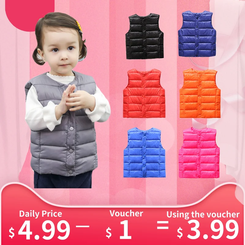 

Kids Baby Coat Vest Outwear Jacket Boys Light Warm Children's Waistcoats For Boy Girl Cotton Winter Autumn Toddler Coat Clothes