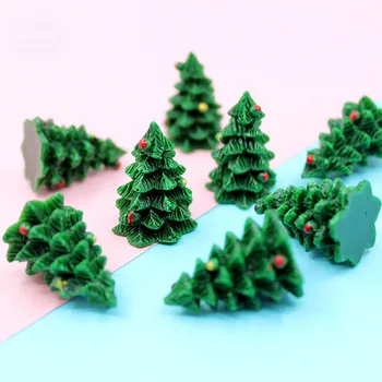 

20pcs Resin Mini Christmas Tree Diy Cabochon Kawaii Flatback Gift Parts Scrapbooking Craft Embellishments For Xmas Decoration