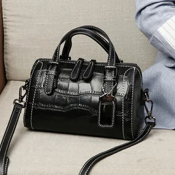

2020 new handbag, real leather, one-shoulder bag, fashion, casual handbag, oblique handbag, large capacity crocodile pattern tre