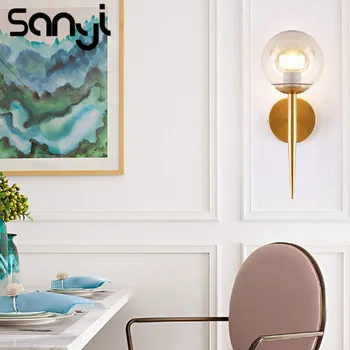 

Sanyi Wall Lamp 5W Warm Light Gold&Black Color Creative Single Head Glass Ball Wall Lamp for Dining Room/Parlor/Bedroom