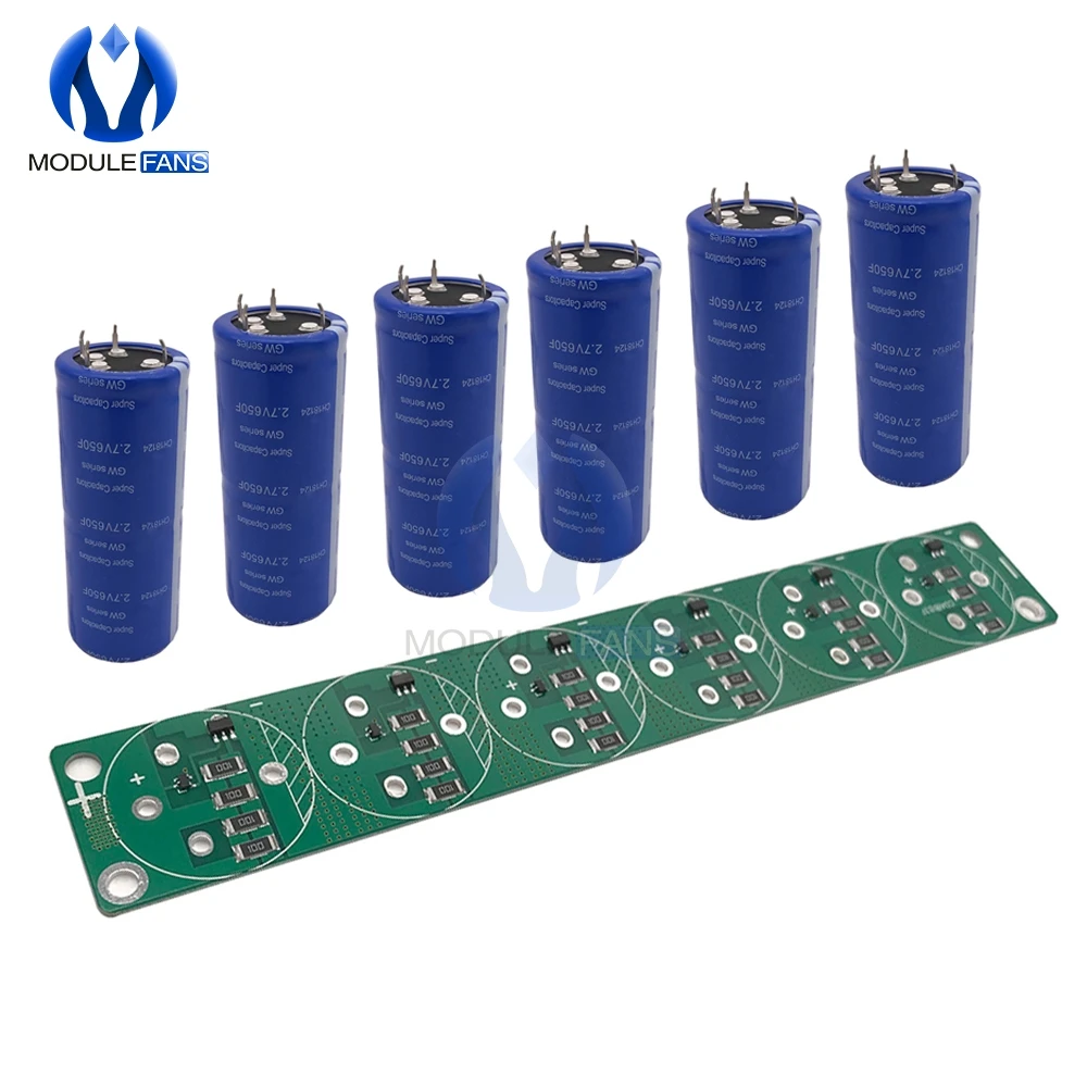6 шт 2,7 V 650F 38*88 мм 4 Pin сверх яркий конденсатор низкая ESR супер конденсатор с алюминиевой крышкой с балансировкой Защитная панель для автомобиля макетирования