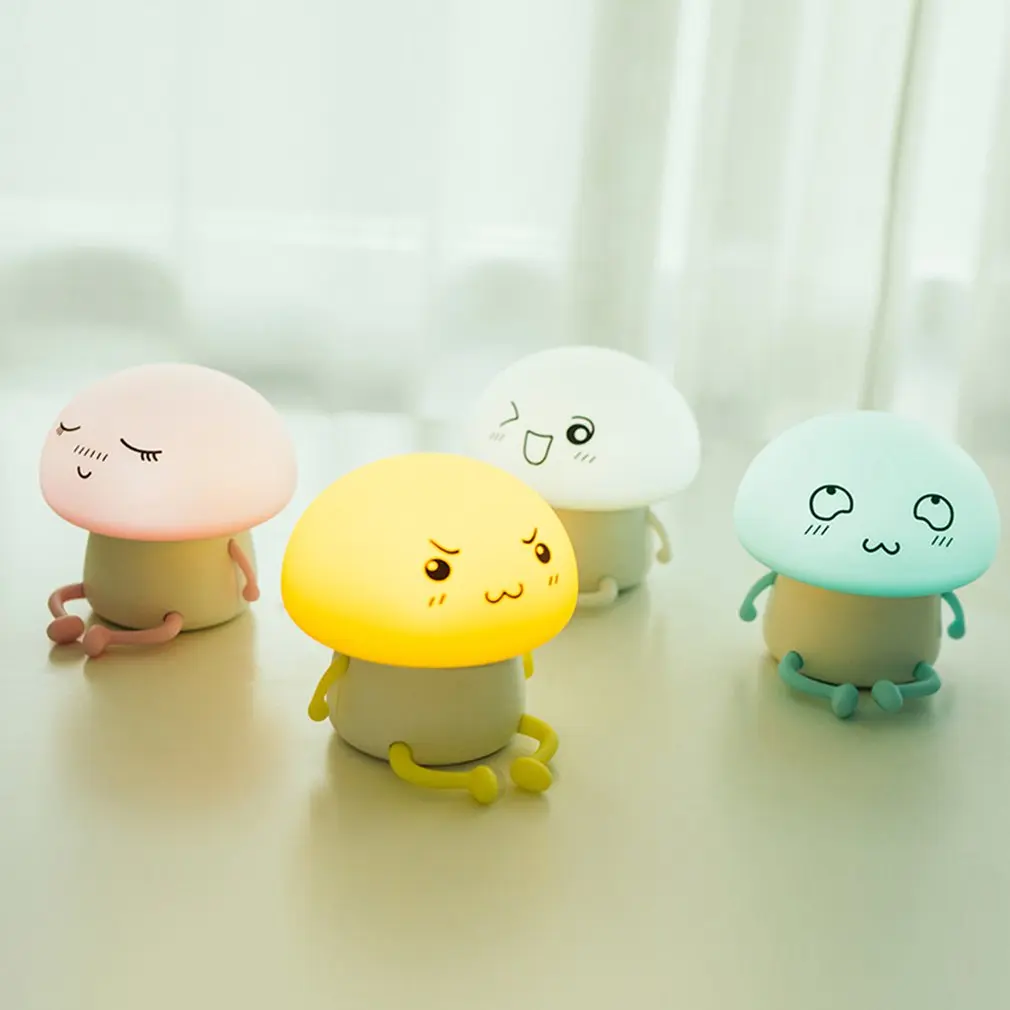 Led Q ночник для дома, спальни, декоративные огни, Маленький милый грибок, мультфильм, креативная атмосфера, прикроватная лампа, зарядка через usb
