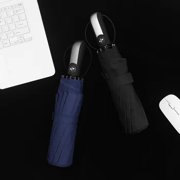

Automatic Tri-Fold Umbrella Men's Business 10 Bone Automatic Folding Umbrella Sun Protection Umbrella 3 Folding Black Paint