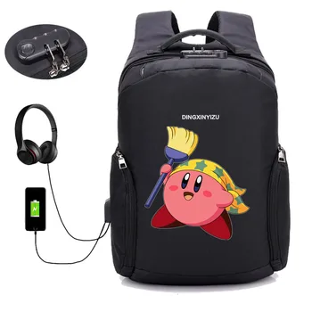 

USB Charge Anti Theft Backpack Japan anime Kirby backpack Men Travel bag Waterproof School Bags Teenage Male Laptop Backpack