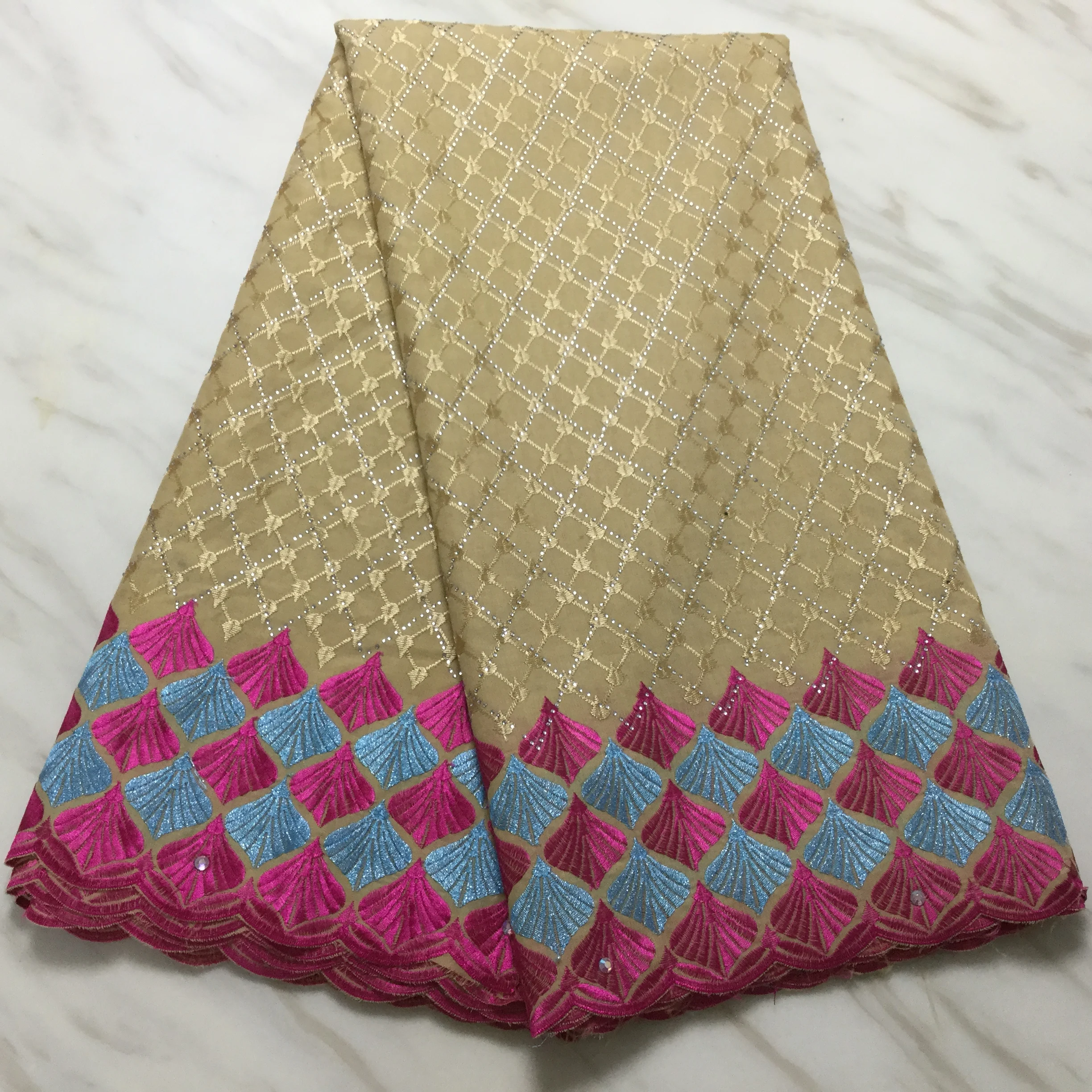 Gold swiss lace fabric swiss voile lace In switzerland latest african cotton dry lace with stones for dress 5yards/lot