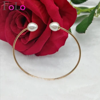 

FoLo Wholesale New Arrival Exquisite Craftsmanship Lady Bracelet Bangle Natural Freshwater Pearl Titaniu Jewelry