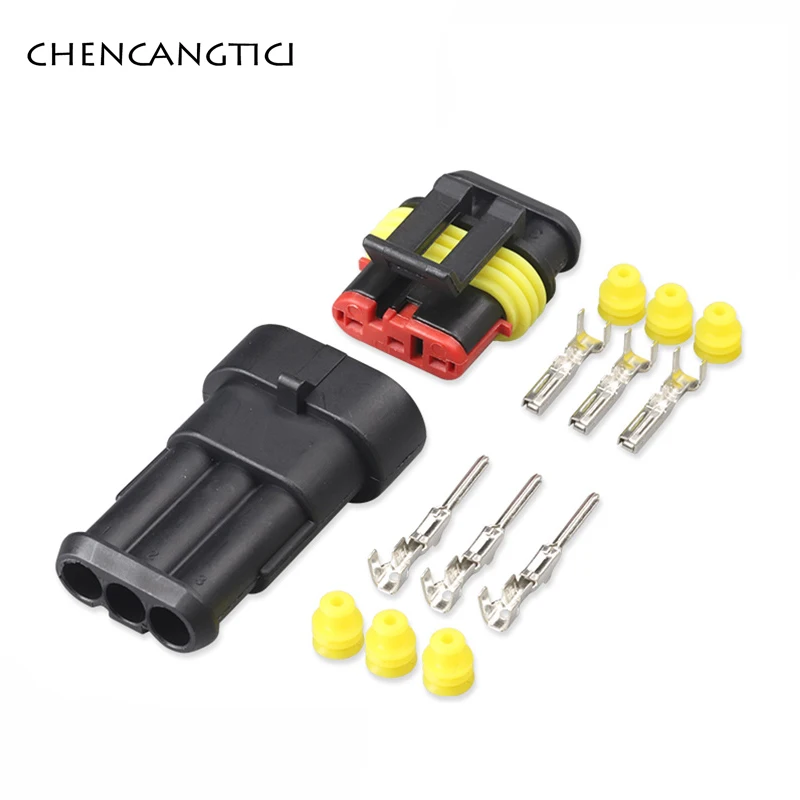1SetAmp3PinElectricAutomotiveConnectorSealedWaterproofPlug