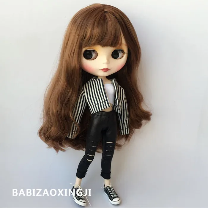 1/6 Одежда для кукол полосатый кардиган blyth+ белый комбинезон+ блеск для blyth 30 в кукольных аксессуарах