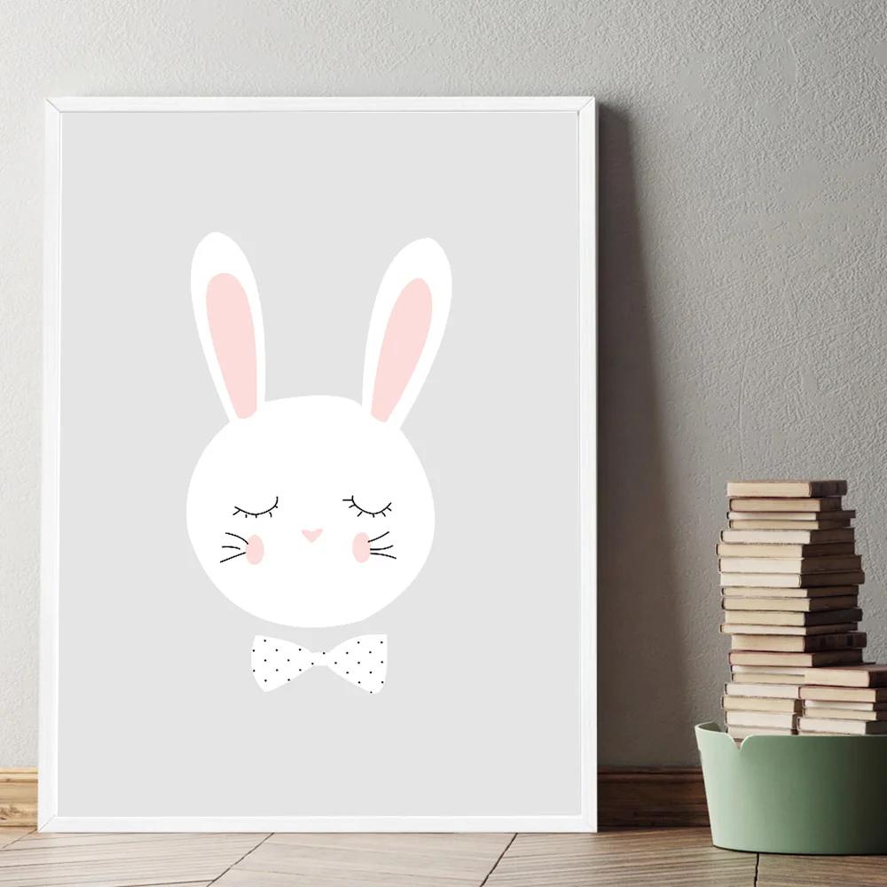 Cartoon-Baum-Kaninchen-Fuchs-M-dchen-Wald-Kinderzimmer-Kunst-Leinwand-Poster-Bild-Moderne-Wohnkultur-Gem-lde (2)