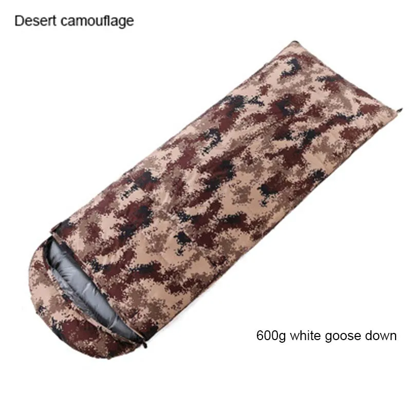 Desert 600g Fill Уличная спальная Сумка для кемпинга утолщенная ультра-легкая камуфляжная пуховая спальный мешок с гусиным пухом двойной спальный мешок - Цвет: Desert 600g Fill