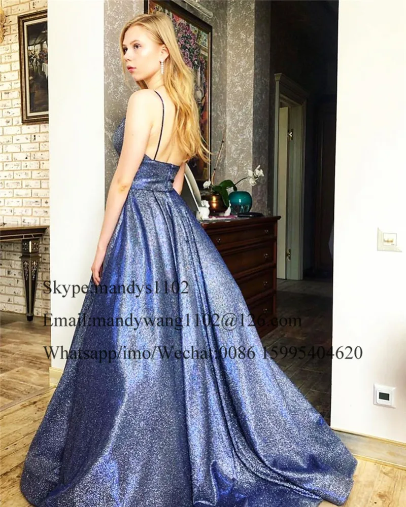 Designer Sequined Long Prom Dresses 2020 Elegant A-line Sweep Train Formal Evening Dress Party For Women robe de soiree