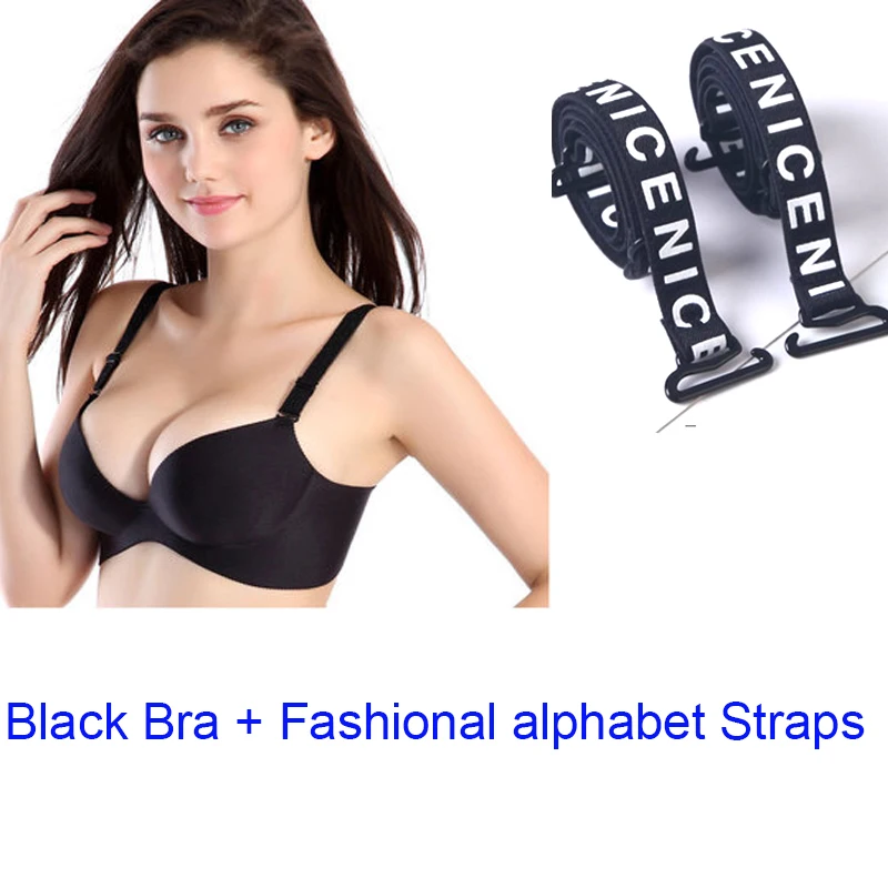 Black and strap Заводские Бесшовные бюстгальтеры для женщин, бюстгальтер пуш-ап без косточек, бюстгальтер без косточек, женское нижнее белье, нижнее белье, Прямая поставка, изготовление на заказ - Цвет: Black and strap