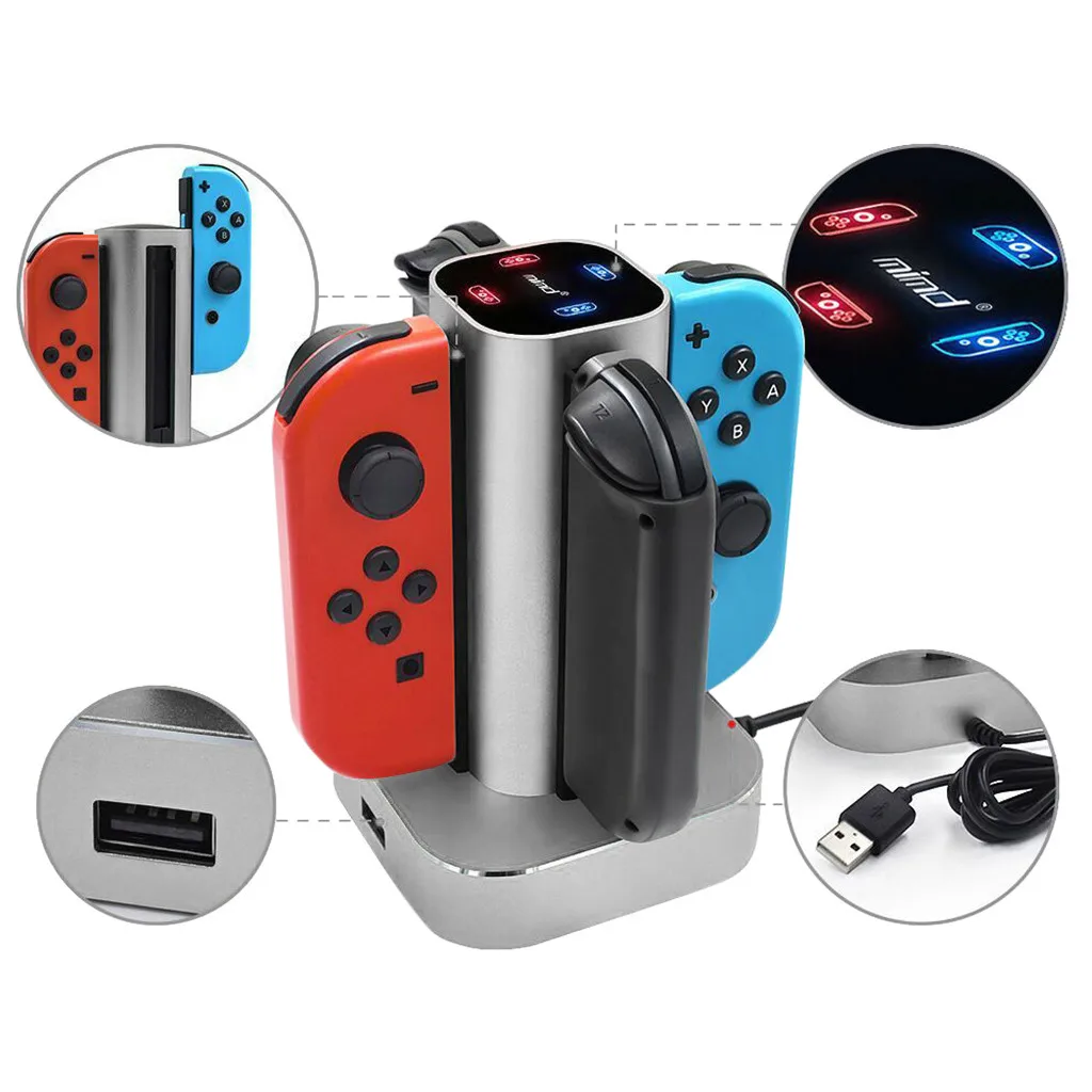 USB светодиодный зарядная док-станция для nintendo Switch Joy-Con контроллер геймпад зарядное устройство подставка держатель для kingd Switch z0829