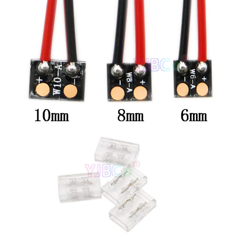 

5pcs COB LED Strip Connector 2 Pin Wire 6/8/10 mm Width Cable FCOB Lamp Tape No Welding Transparent Connection Terminals