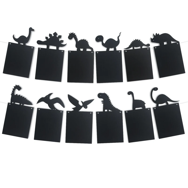 2 м черный динозавр баннер для вечеринки с днем рождения бумаги флаги детский день рождения фото Персонализация «сделай сам» вечерние украшения
