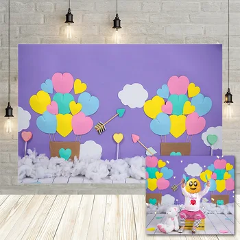 

Mehofond Paper Love Photo Background Arrow Cotton Photography Backdrops Purple Baby Shower Birthday Party Photophone Studio Prop