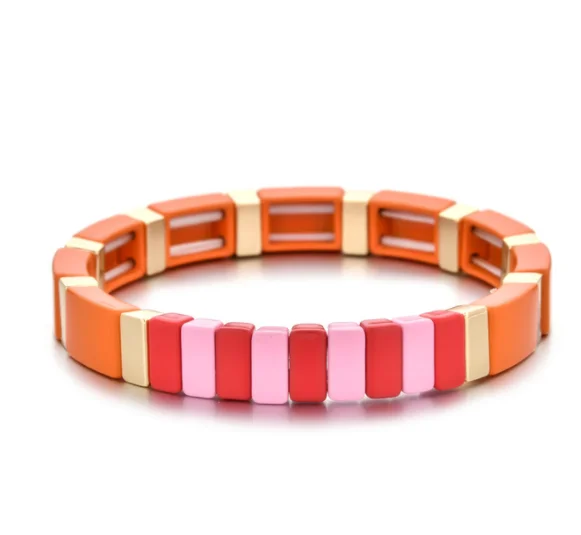 Hot Sale New Stacking Enamel Colour Unisex Bracelets Colorful Fashion Bangles for Men Copper Alloy Sport Bracelet Femme - Окраска металла: 11