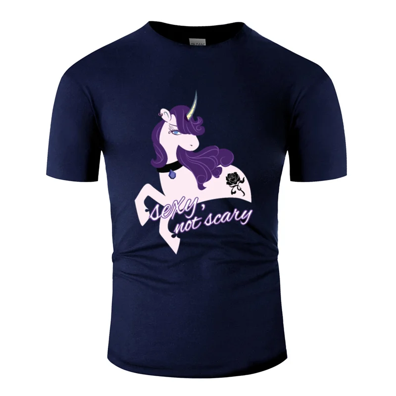 Men-Navy Blue Дышащая Сексуальная Готическая Мужская футболка с единорогом einhorn, Мужская футболка с коротким рукавом и солнечным светом, большие размеры S~ 5xl - Цвет: Men-Navy Blue