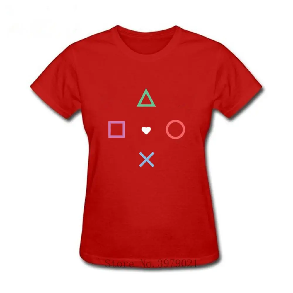 Black T-Shirts Playstation Love Games Rainbow Pattern Game Personalized Tshirts For Women Geometry Video Game Tops image 3