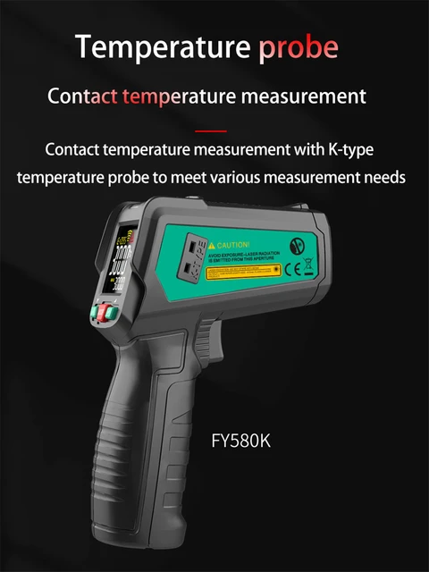 50400 /-58752 Colorful Screen Infrared Thermometer IR Laser Thermometer  Handheld Non-Contact Digital Temperature Tester Pyrometer Temperature Gun  for Kitchen Cooking BBQ Chocolate Pizza 