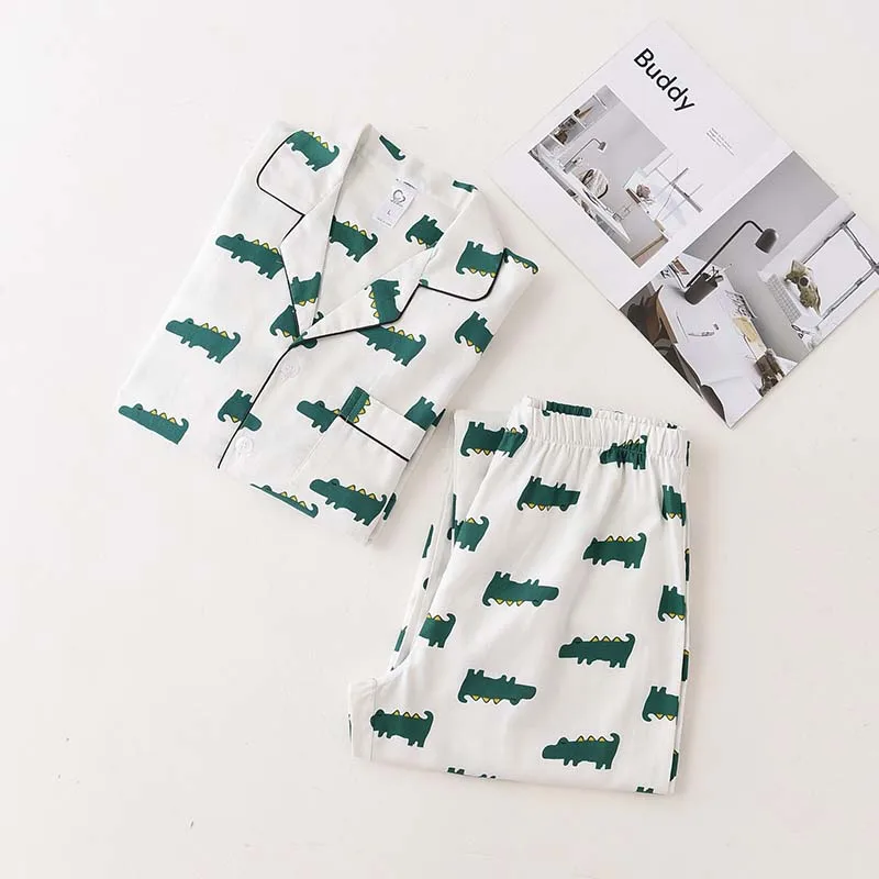 Mens Spring Autumn Cotton Pajamas Set