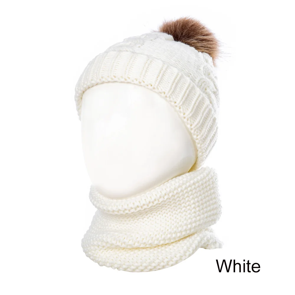 White YEABIU/модные зимние милые плотные теплые шапки; осенне-зимние универсальные хлопковые теплые Новые Вязаные шапки для мальчиков и девочек - Color: White