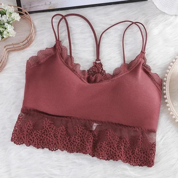 

Sexy Lace Bralette Fitness Bras Lingeries Lace Thin Shoulder Strap Bras Cross Back Tube Tops Underwear
