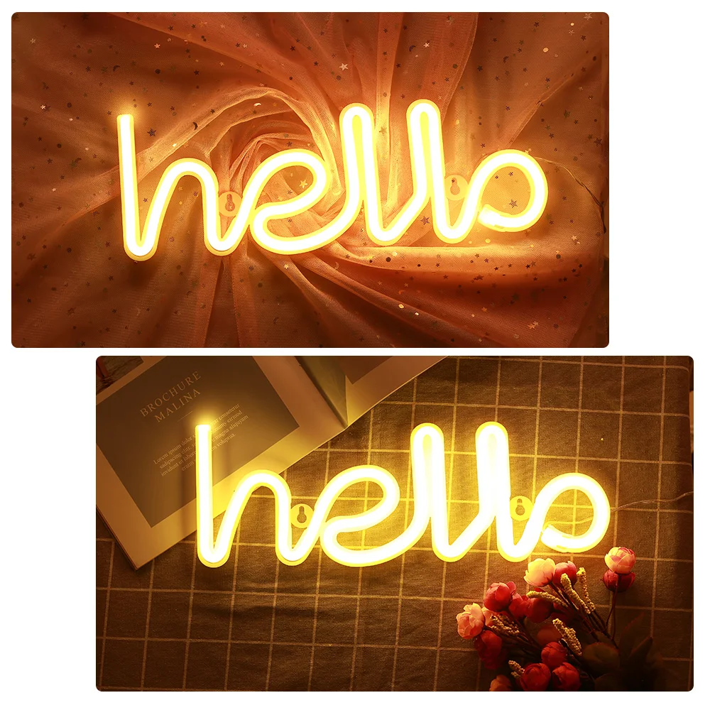 Ночной светильник USB Hello батарея фотография неоновые игрушки домашний декор день рождения подарки неоновый светильник неоновый знак светильник светодиодный неоновый светильник