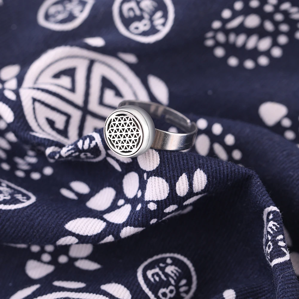 Tree Of Life Aromatherapy Ring Stainless Steel Spiral Open Perfume Diffuser Locket Heart-Shaped Angel Wing Rings Jewelry