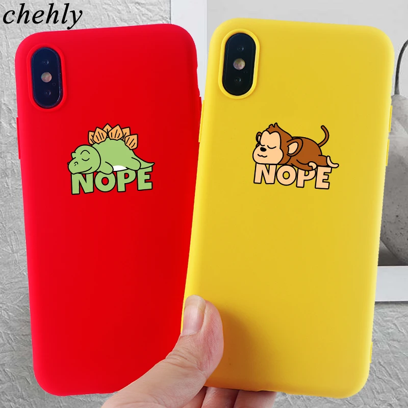 

Funny Phone Case for IPhone 6s 7 8 11 Plus X XS Max XR Nope dog monkey Cases Soft Silicone Fitted TPU Back Accessories Covers
