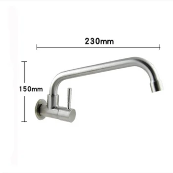 

G1/2 304 Stainless Steel Single Cold Faucet 360° Rotation Wall-mounted Kitchen Sink Tap Bathroom Mop Pool Lengthen Bibcock