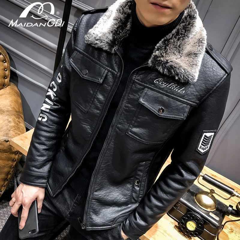 New Fashion Men/'s Spring PU Leather Jacket Casual Outdoor Coat Oversize Outwear