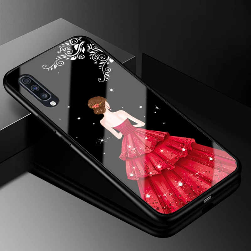 Для samsung Galaxy A70 чехол из закаленного стекла жесткая задняя крышка для samsung A70 A 70 чехол для телефона s силиконовый бампер A50 A50S A30S A 50 - Цвет: 12