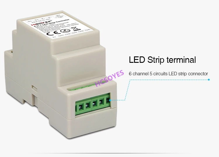 MiBOXER DC12V~24V LS2S DIN Rail 5 IN 1 LED Strip Controller for LED Strip light Common anode RGB/RGBW/RGB CCT /single led strip