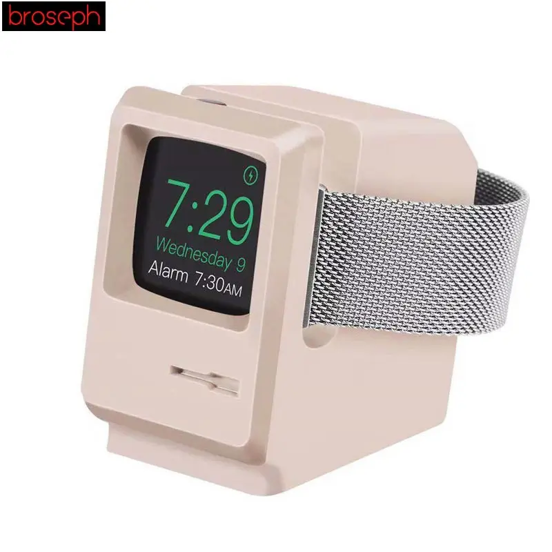 Ретро док-станция для силиконовая подставка для наручных часов Apple Watch Series 4/3/2/1 38 мм 42 мм 40 мм 44 Подставка для зарядки док-станция Настольный кабель держатель