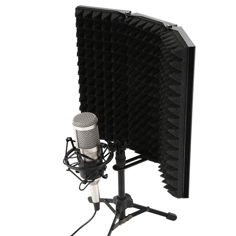 

Recording Sound Absorber Microphone Isolation Shield Anti-Noise 3-Fold Design High-Density Foam Panel, for Recording Equipment S