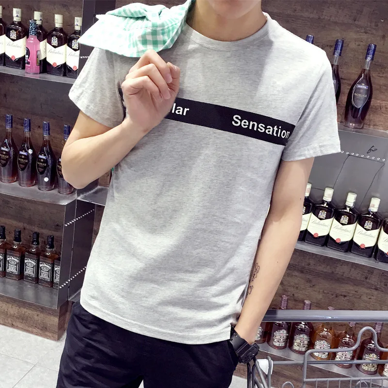

Short Sleeve T-shirt Men's Summer Slim Fit Fashion Korean-style Japanese-style Fashion Men'S Wear Students Base Shirt Crew Neck