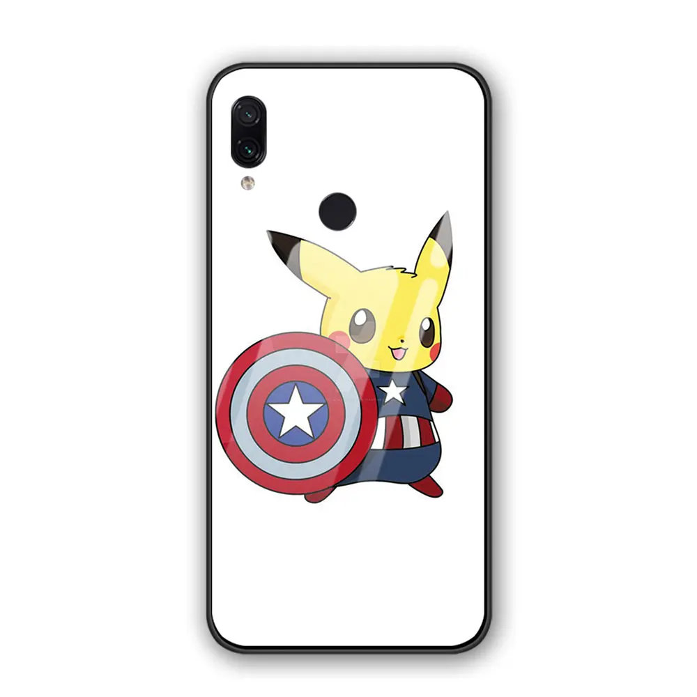 Забавные японское аниме PIKACHU закаленное стекло чехол для Xiaomi Redmi 5plus 5 6plus 6A 6pro 7 S2 K20 Pro Note 5, 7, 8, чехол для телефона в виде ракушки