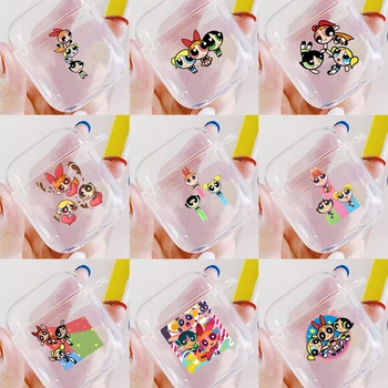 

Cute Cartoon Powerpuffs-Girls Transparent Silicone Case Bluetooth Wireless Earphone Case for Apple Airpods Charging Box