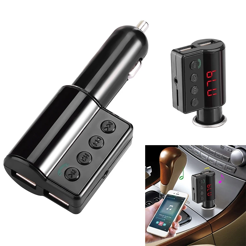 Универсальный Bluetooth fm-передатчик BC09 автомобильное зарядное устройство Hands-free 5V 2.1A/1A Bluetooth независимое вкл/выкл, канал+/-кнопка