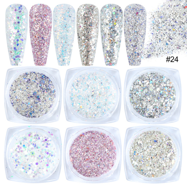 Box Shining Sugar Effect Nail Glitter Powder Laser Candy Nail Art Pigment Flakes Dust Coloful Nail Decor Accessories LA1539-28