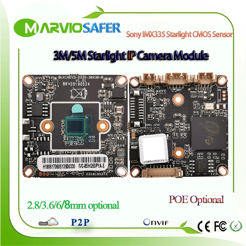  H.265 5MP Starlight IP Modulo telecamera CCTV POE Telecamera di Rete A Due vie Audio Sony IMX335 Se