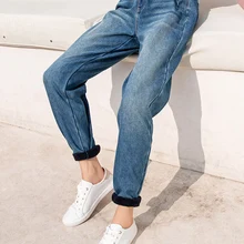 SEMIR редиски брюки женские корейские тонкие джинсы зима новые плюс бархат толстые ретро маленькие конусные брюки Брендовые джинсовые женские