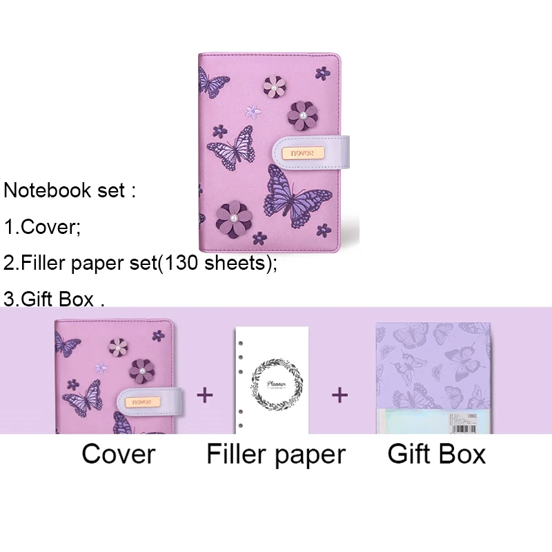 Butterfly set Never Embroidery Butterfly Fabric Cover Notebook Agenda Planner Organizer Monthly Schedule Diary School& Office Stationery - Цвет: Butterfly set